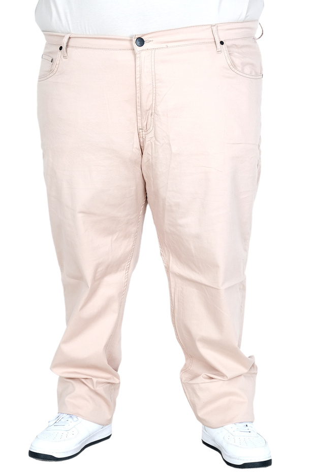 Mode XL Large Size Men's Linen Trousers with 5 Pockets Barcelona 25902 Beige