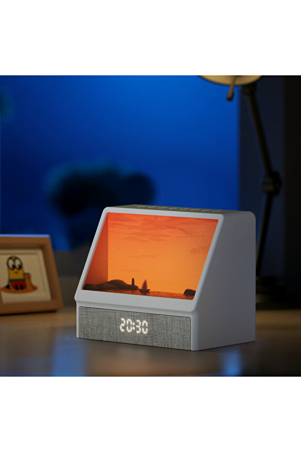 ضوء إيقاظ بلوتوث، ساعة منبه شروق الشمس، ضوء طاولة، ضوضاء بيضاء، ضوء إيقاظ مع 12 صوتًا، قابل للتعديل
