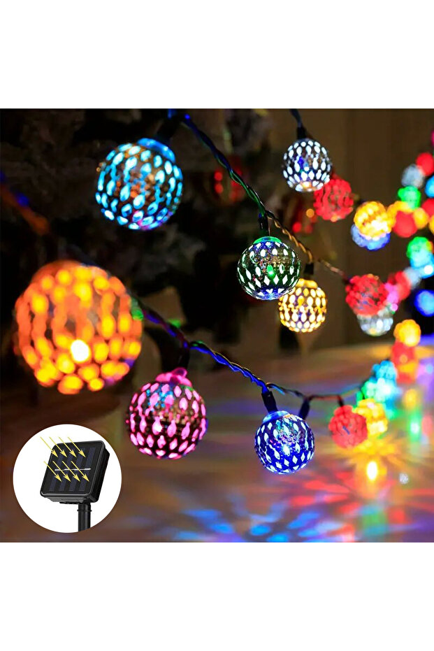 6.5M30LED RGB 1pc Moroccan Ball Solar String Lights 20/30 LED Outdoor String Lights For Bedroom Gard