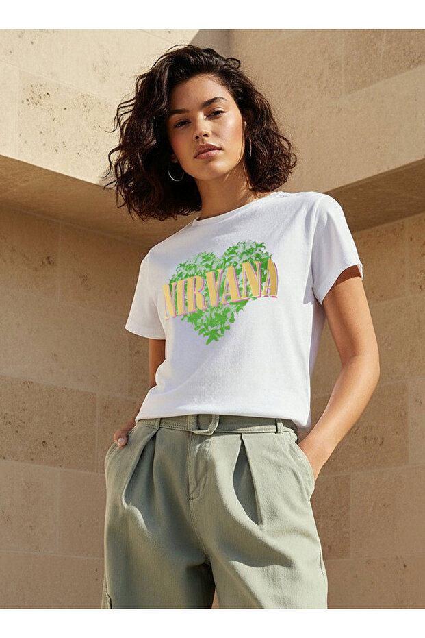 Regular Fit Cotton T-shirt with Nirvana Print