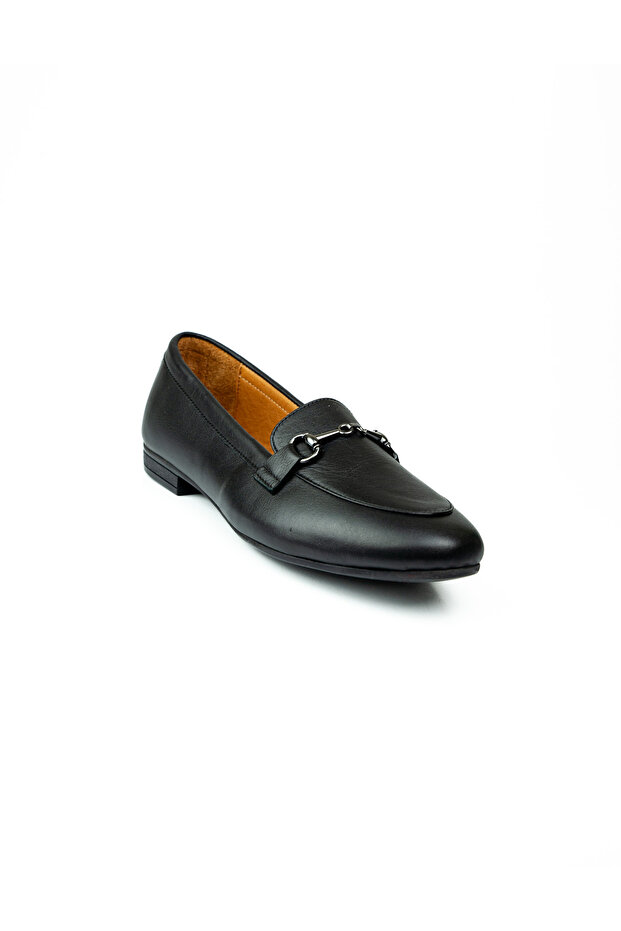 102 Black Leather Women's Ballerinas