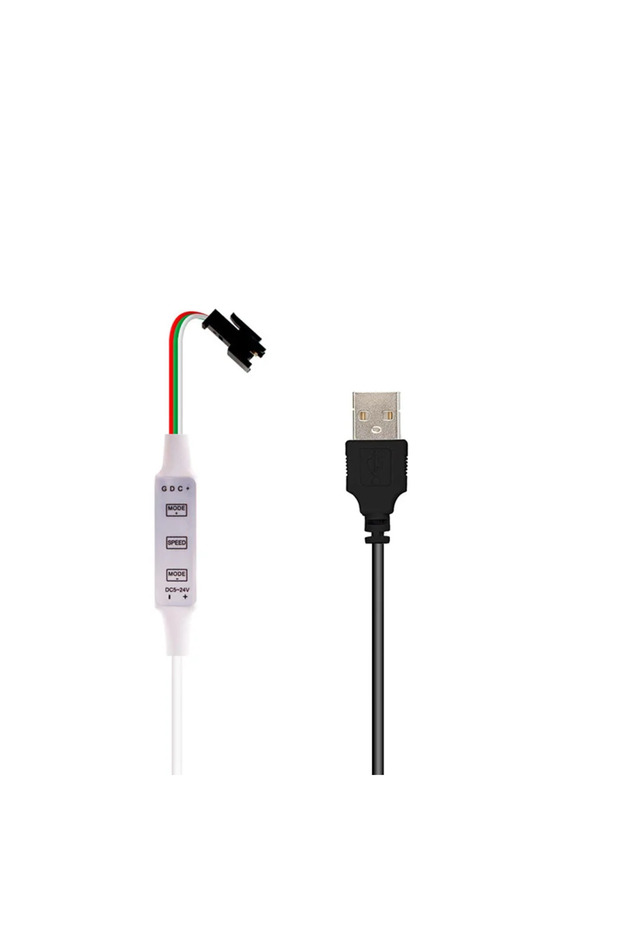 وحدة تحكم LED صغيرة بثلاثة مفاتيح، لون بيج، طراز SP002E، تعمل بمنفذ USB/DC، متوافقة مع وحدات البكسل القابلة للعنونة RGBIC WS2812B وUCS1903 وSK6812.