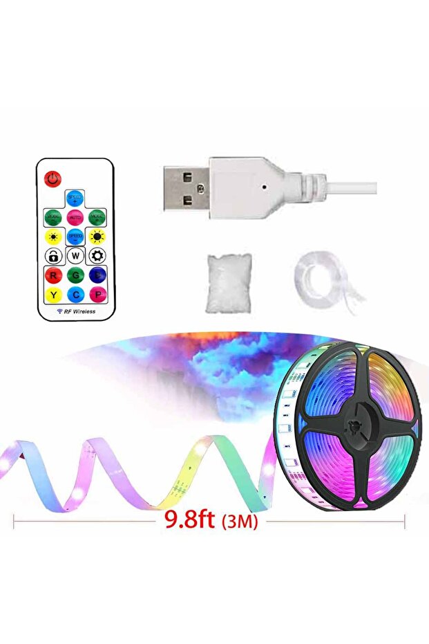 9.8FT Remote LED 3D Lightning Cloud Light Strip 9.8FT USB Plug Remote Control Dimmable Colorful Atmo