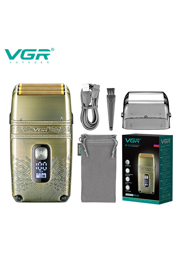 with box VGR Shaver Professional Electric Razor Shaving Machine Waterproof Beard Trimmer Metal Razor