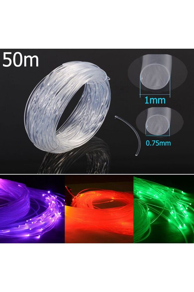 50mx0.75mm 50mx0.75mm/1.0mm DIY Decoration Clear Fiber Optic Cable Led Light PMMA End Glow