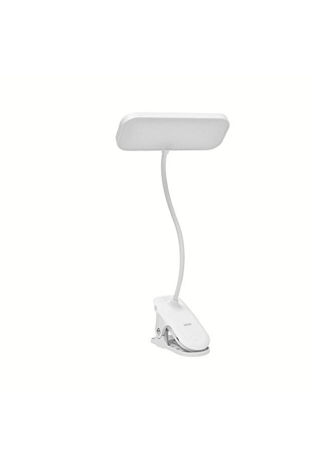 مصباح طاولة دراسة أبيض مرن بزاوية 360 درجة مع مشبك، قابل للتعتيم عبر منفذ USB، مصباح ليلي للمكتب أو بجانب السرير