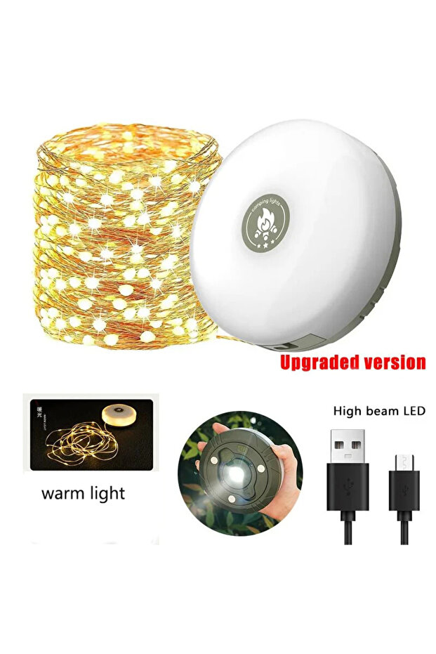 Warm Light Outdoor Camping Light USB Rechargeable Waterproof Light Chain Portable and Scalable Suspe