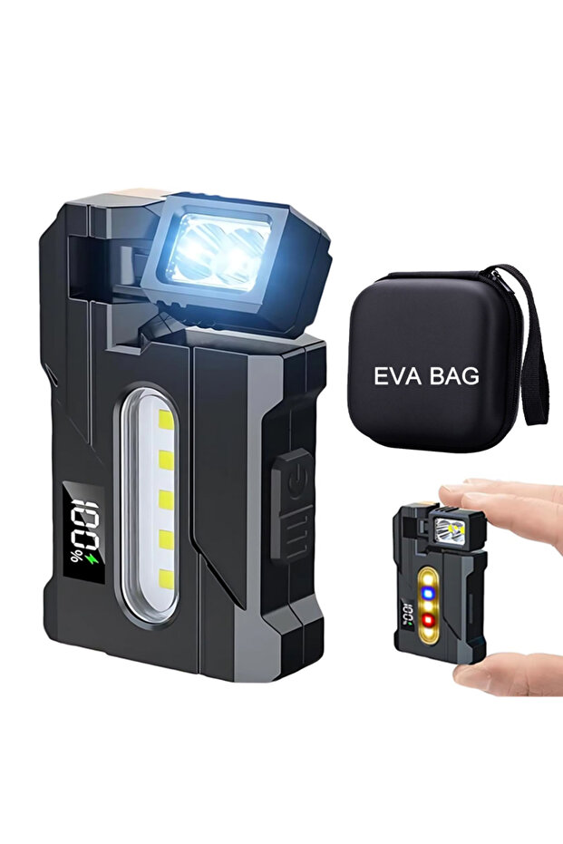 مصباح عمل EDC DC11 مع حقيبة، مصباح يدوي مزدوج الإضاءة COB+XPE، 1200 لومن، رأس قابل للتعديل مع مغناطيس ومشبك