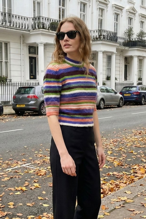Crew Neck Striped Seasonal Casual Women's Knitwear Sweater