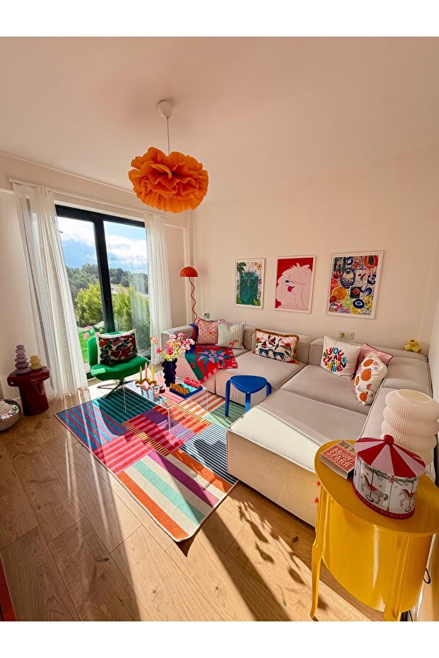 S Home Design Concept Frida 4 Modül Pofidik Modüler Kanepe L Köşe Koltuk Takımı, Kadife, Kırık Beyaz 290x185 Cm
