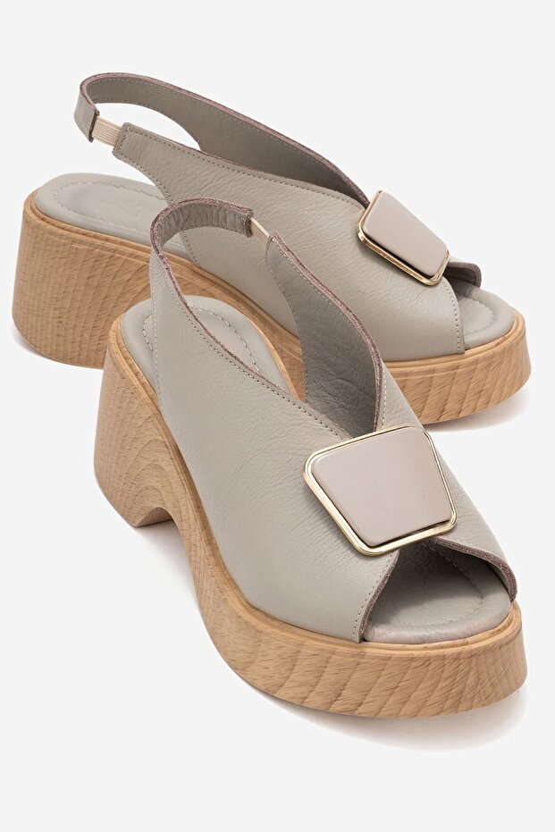 Caleb Women's Genuine Leather Sandals Gray