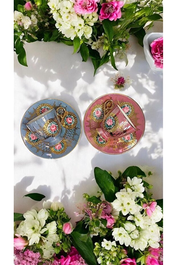 Hünkar 2-Piece Porcelain Hand Painted Coffee Cup Set