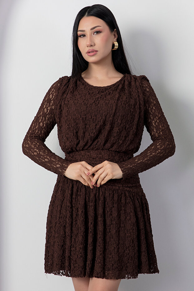 Bisiklet Yaka Uzun Kol Elbise DKS1395 - 2