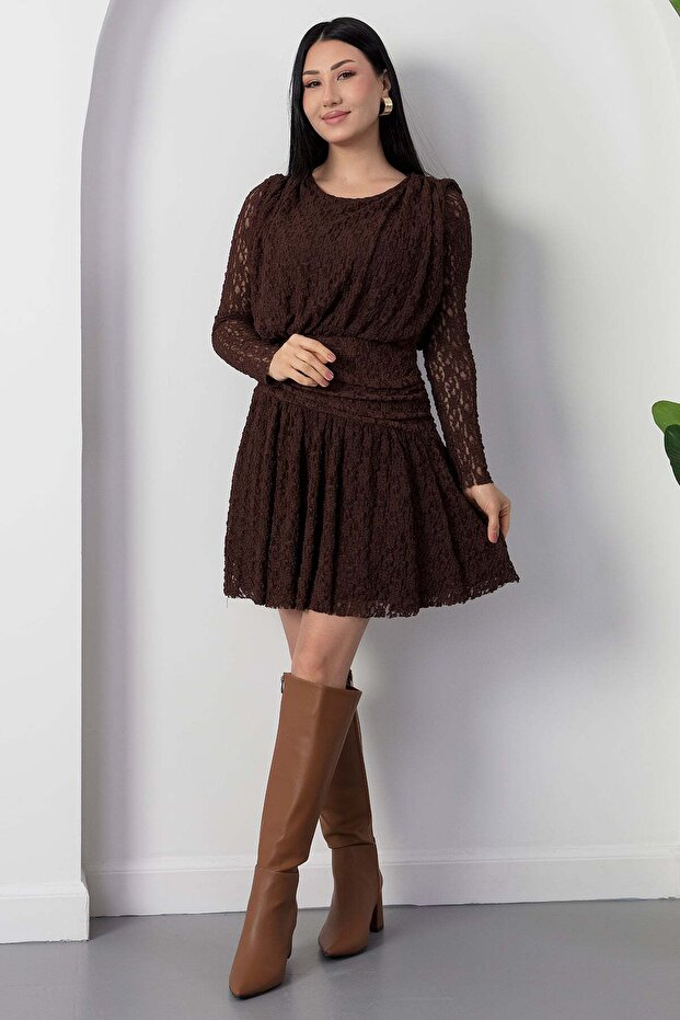 Bisiklet Yaka Uzun Kol Elbise DKS1395 - 5