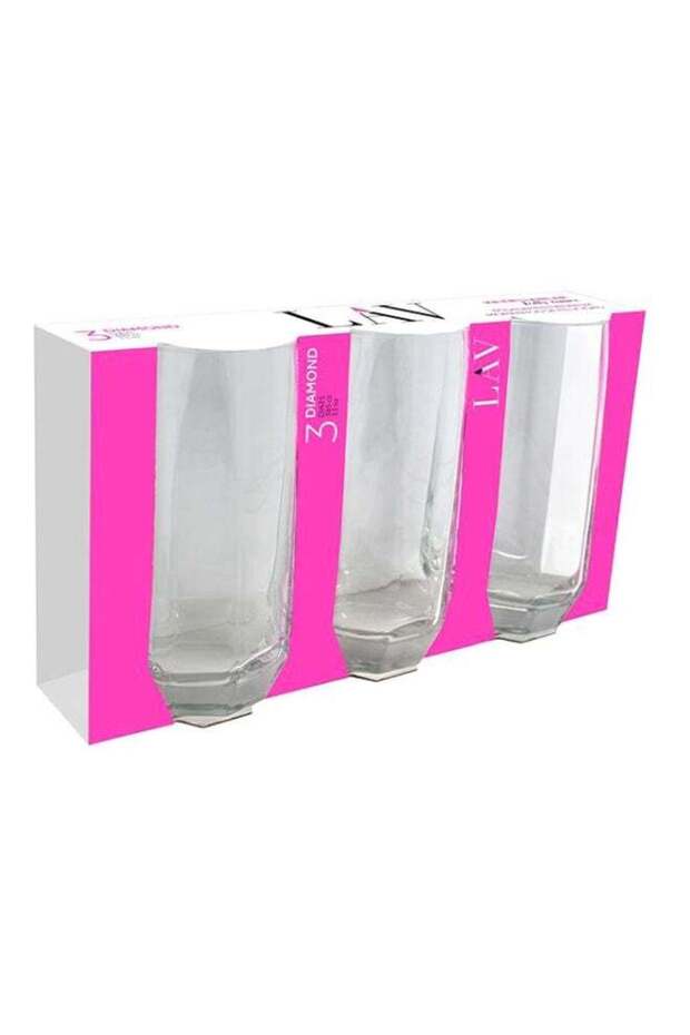 3-Piece Diamond Soft Drink Glass Set Clear
