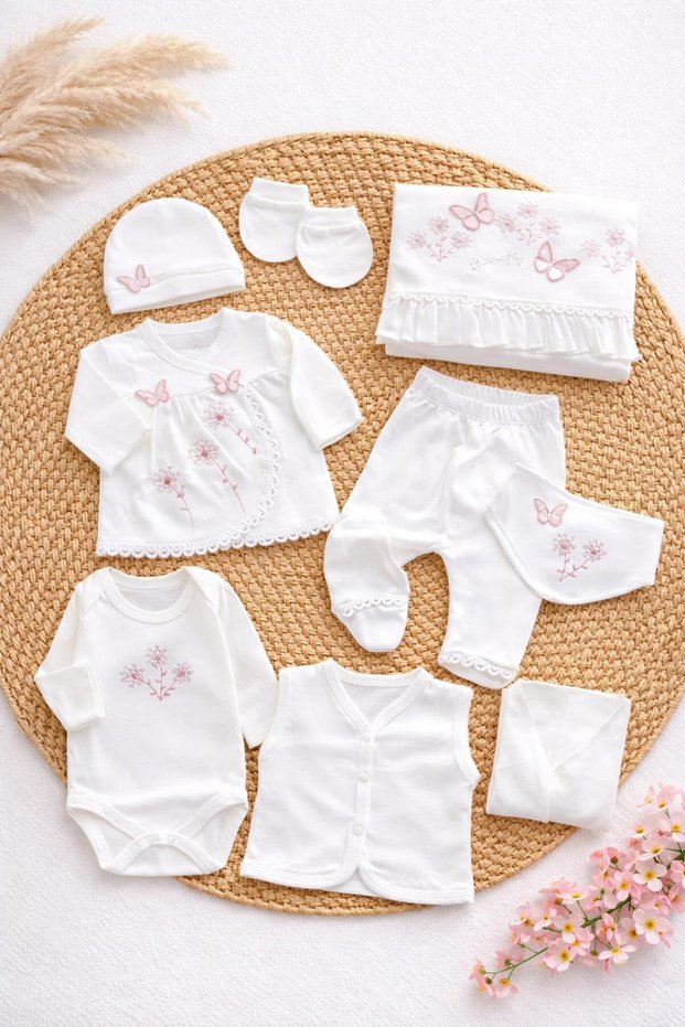 100% Cotton Premium Newborn Baby Girl 10-Piece Hospital Outfit Set (Boxed) 0-3 Months