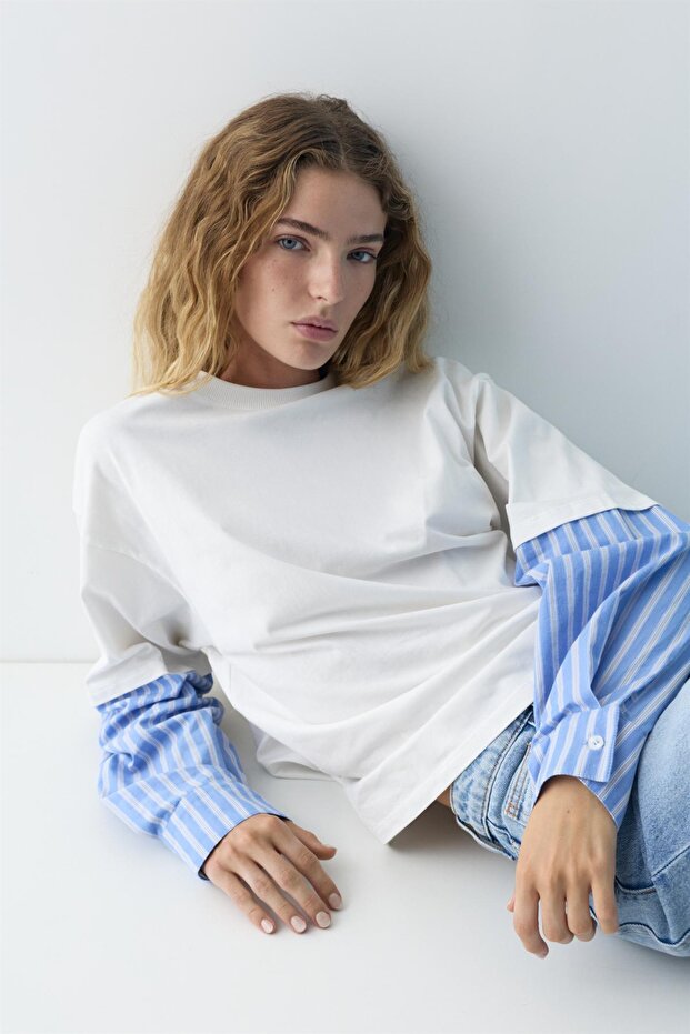 Çift gömlek kollu t-shirt - 5