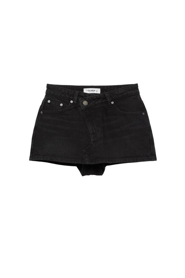 Çapraz belli kot şort etek - 2