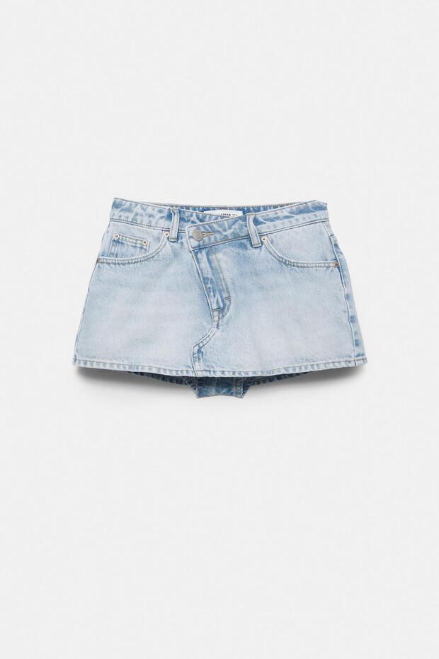 Çapraz belli kot şort etek - 1