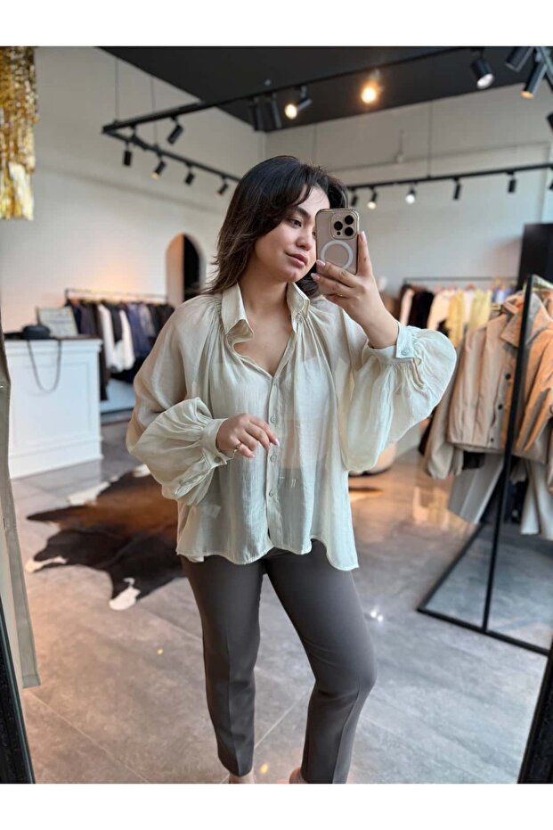 Transparan Oversıze Gömlek - 2