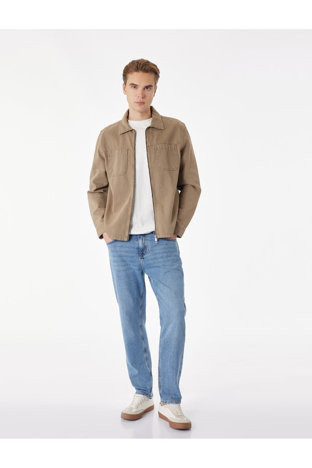 Cotton Regular Fit Normal Waist Tapered Jean Trousers - Joe Jean