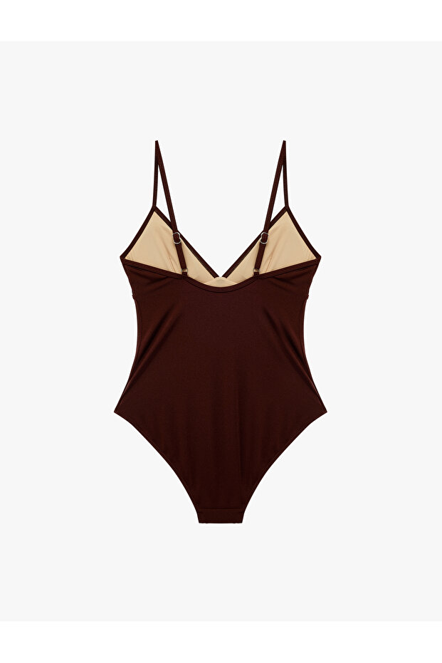 V-Neck Adjustable Strap Swimsuit - 4