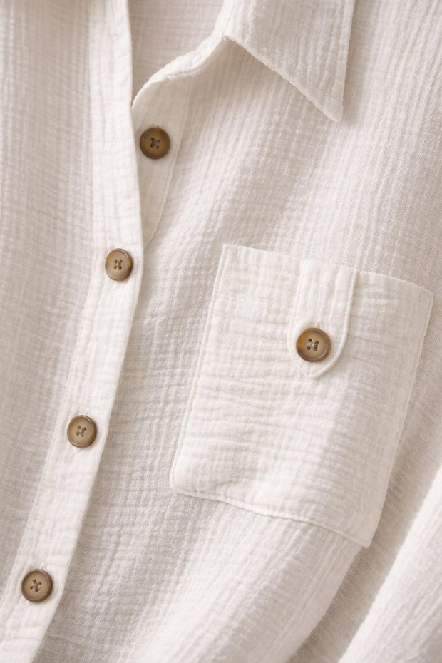 BEYAZ TEK CEPLİ MÜSLİN GÖMLEK - 2