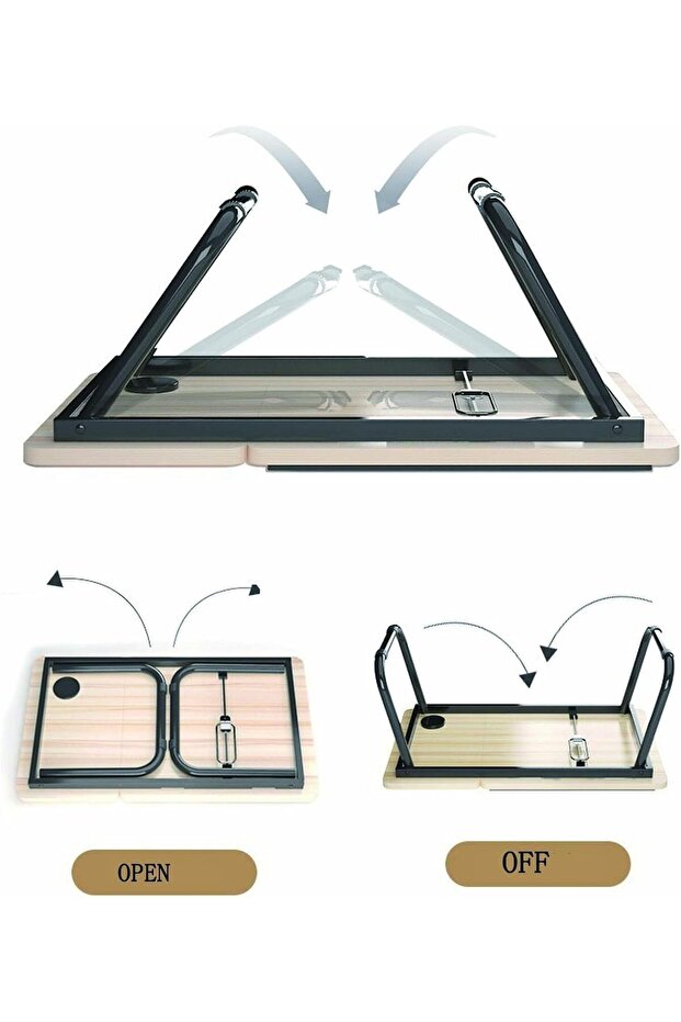 Adjustable Laptop Desk for Bed, Portable Tray Table with Cup Holder and Foldable Legs (Beige)
