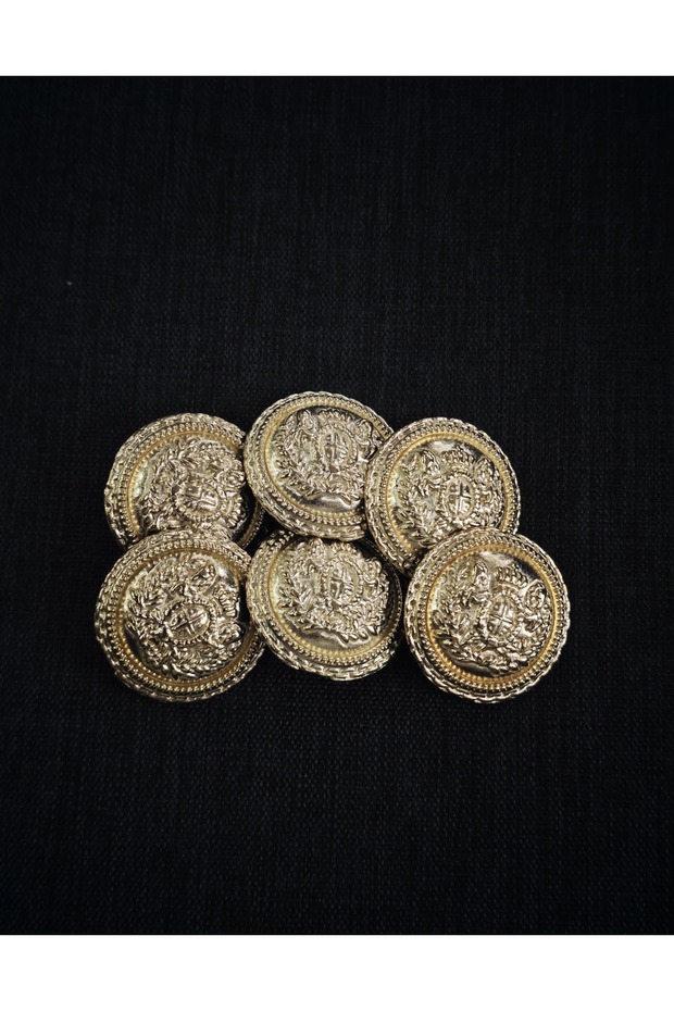 6-Pack Gold Royal Crest Oversized Buttons - 28 mm 44 Sizes Luxury Button Set for Jacket and Coat
