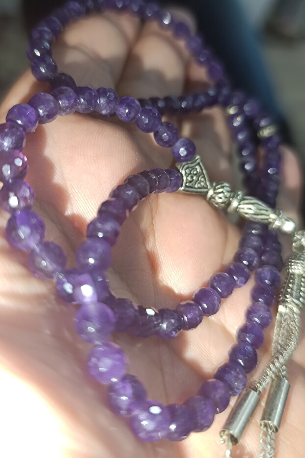 Amethyst Stone Prayer Rosary - 6 mm (Faceted Cut) - 99 Beads