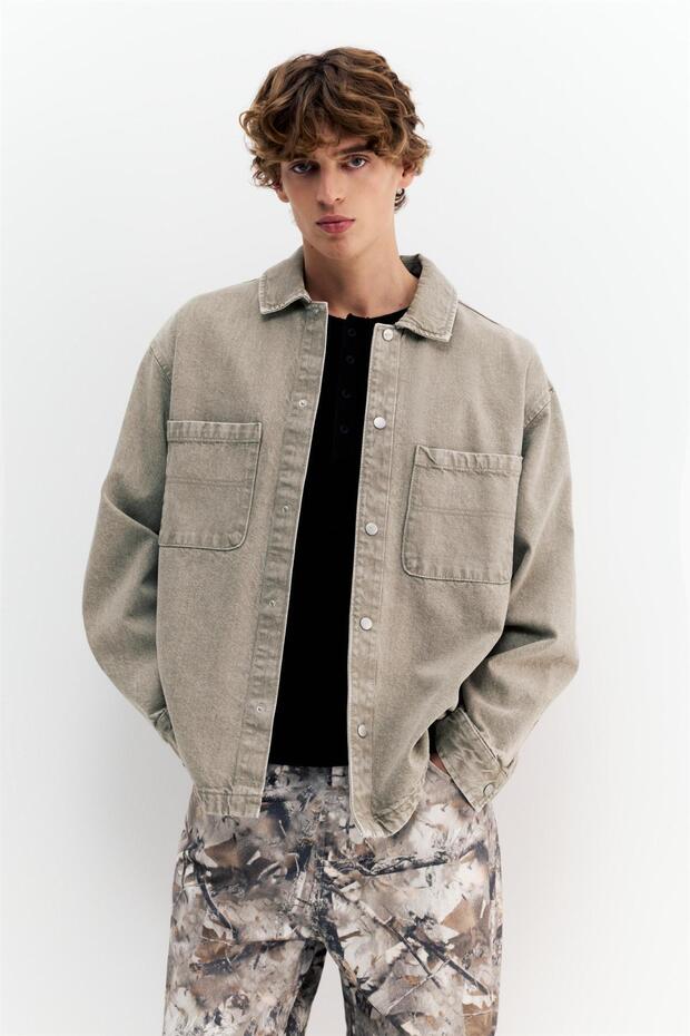 Soluk görünümlü jean gömlek - 2