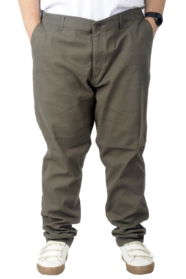Mode XL Large Size Men's Gabardine Trousers Nature 22850 Khaki