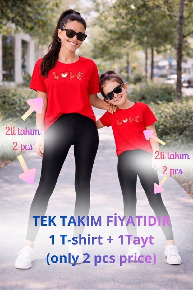 Mother Daughter Mama Min Toparlayıcı Tayt T-Shirt Combination Single Price Oversize 100% Cotton