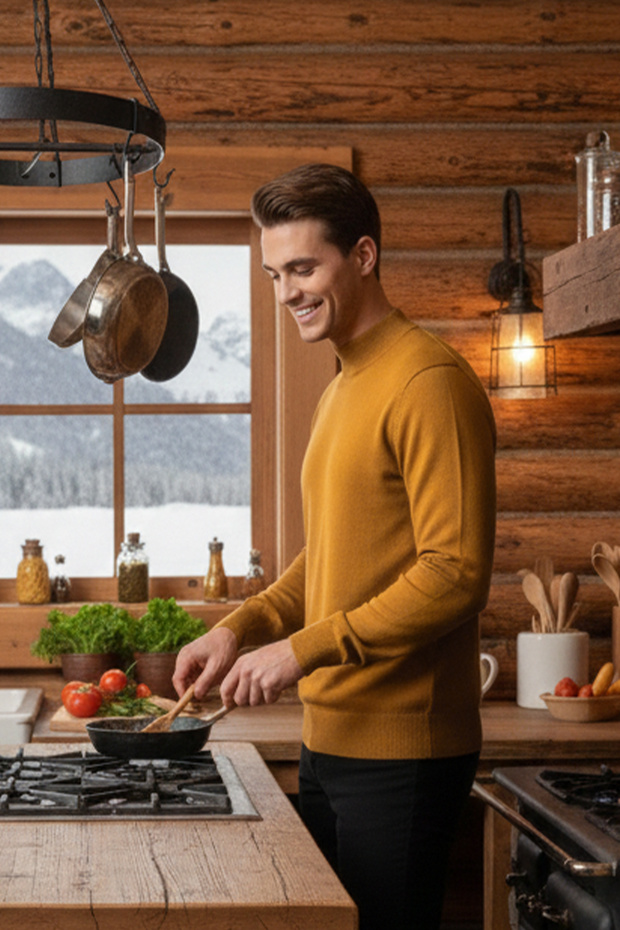 سترة مسطحة نصف الياقة المدورة للرجال - 3