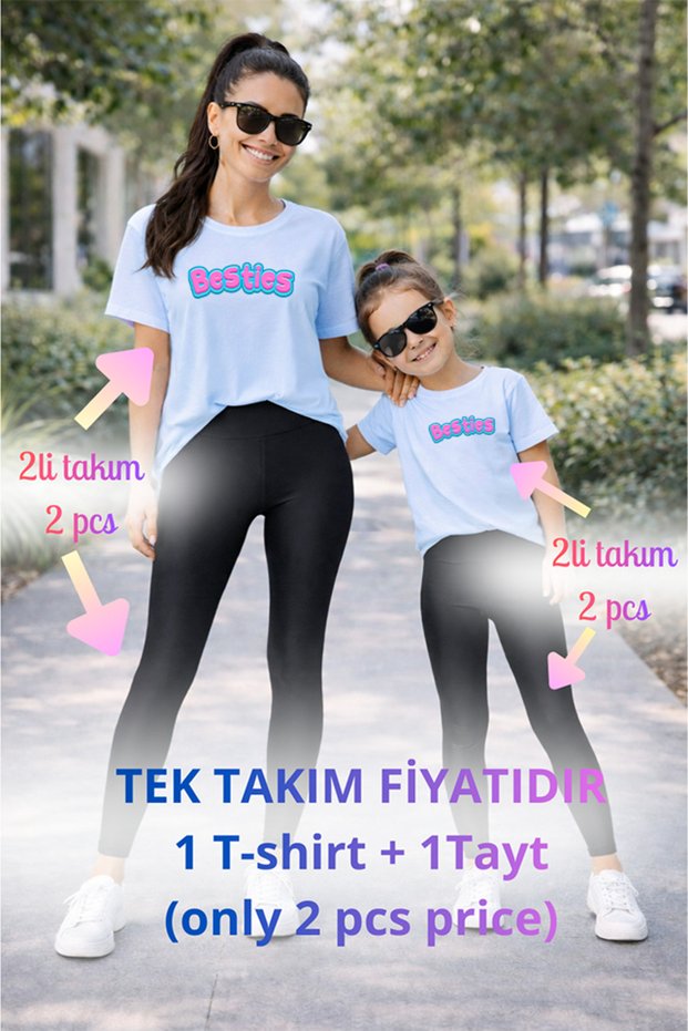 Mother Daughter Mama Min Toparlayıcı Tayt T-Shirt Combination Single Price Oversize 100% Cotton