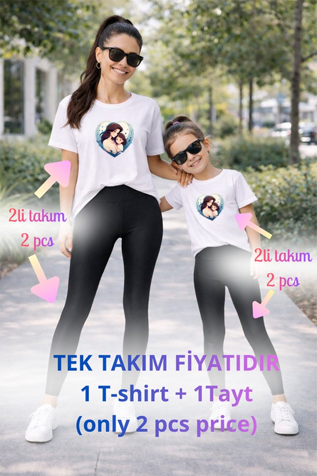Mother Daughter Mama Min Toparlayıcı Tayt T-Shirt Combination Single Price Oversize 100% Cotton