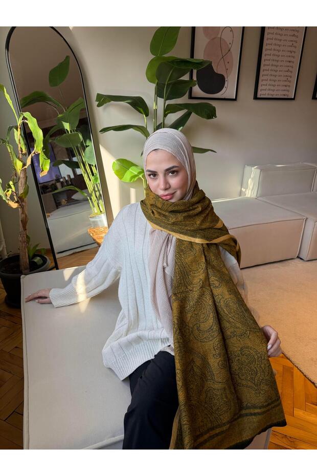 Etro Pattern Cashmere Shoulder Shawl Mustard