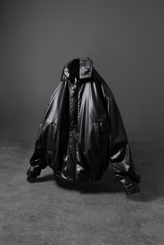 New Seon Unisex Oversize Vintage Black Faux Leather Jacket