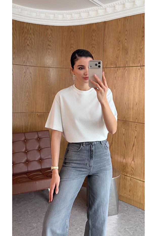 Beyaz Basic Premium Tshirt - 1