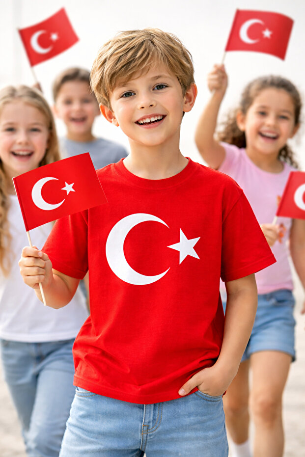 Turkish Flag Printed Moon Star 23 April 19 May 29 October 10 November 100% Cotton Unisex