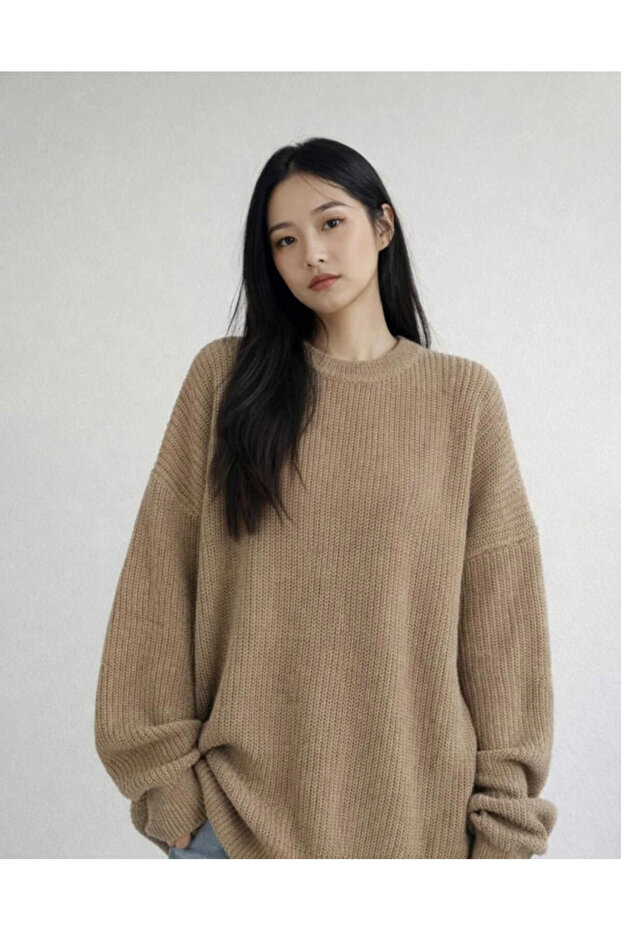 Biskuvi Crew Neck Oversized Women's Knitwear Sweater