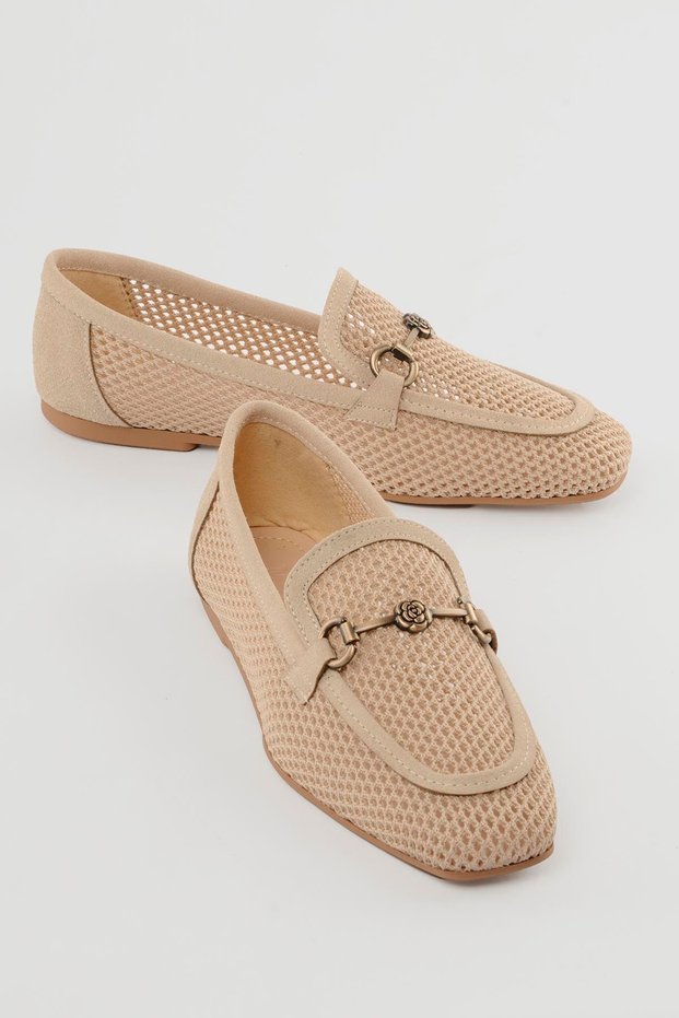 Women's Knitwear Mesh Ballerina Buckle Daily Serel Beige