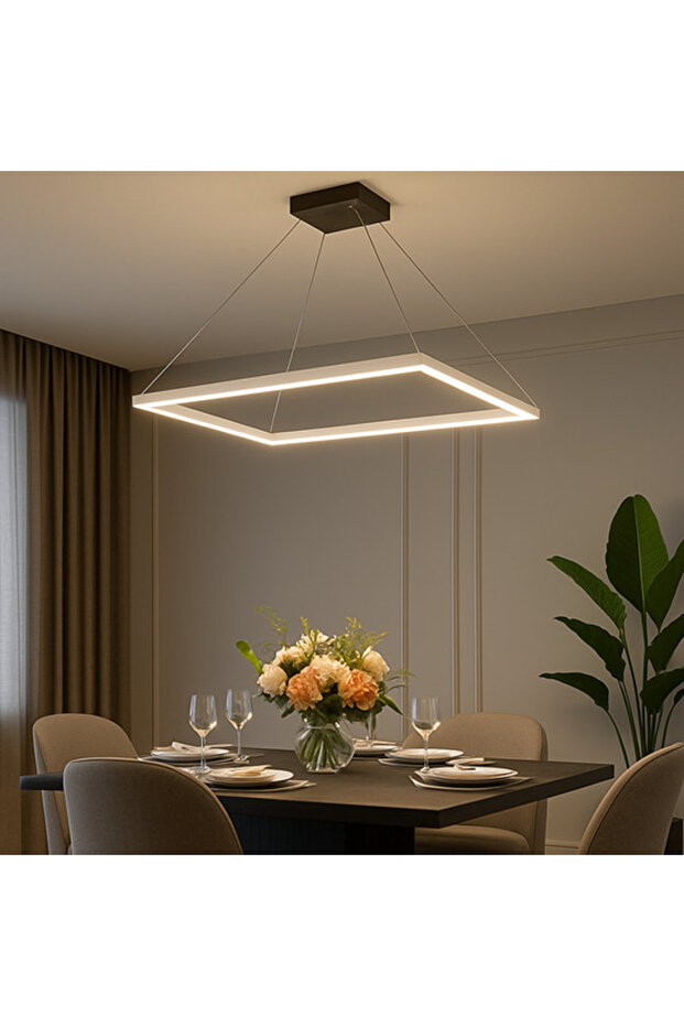 Lustra LED Suspendata 1 Element Rectangular Alb Echivalent 300W - 3