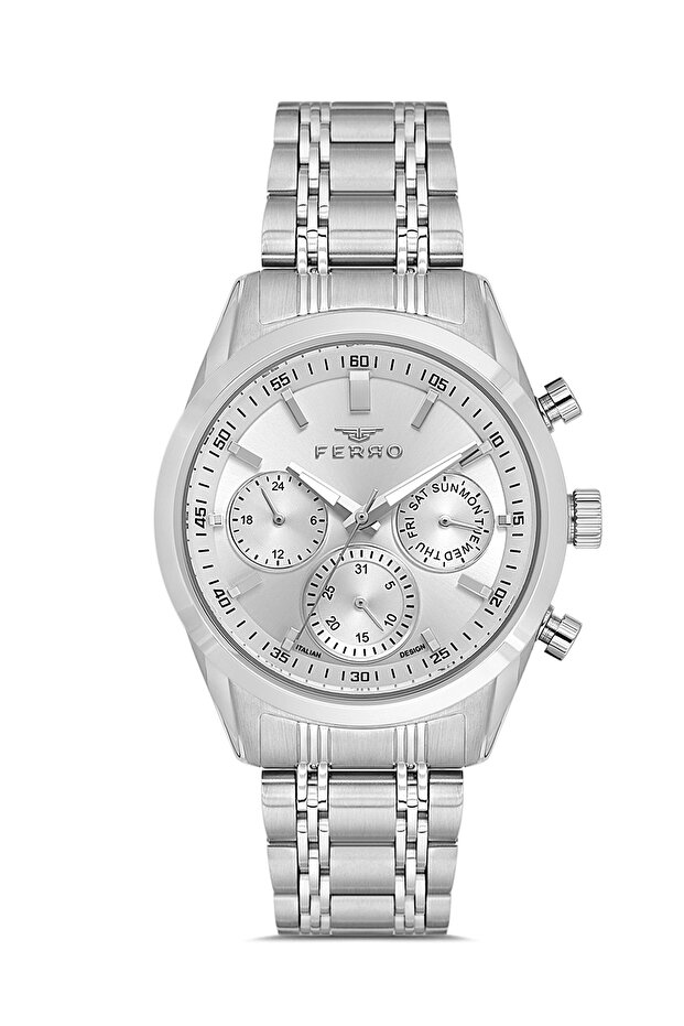 Silver Steel Cord Men's Wristwatch Fm40152A-A All Functions Active 3 Atm Water Resist