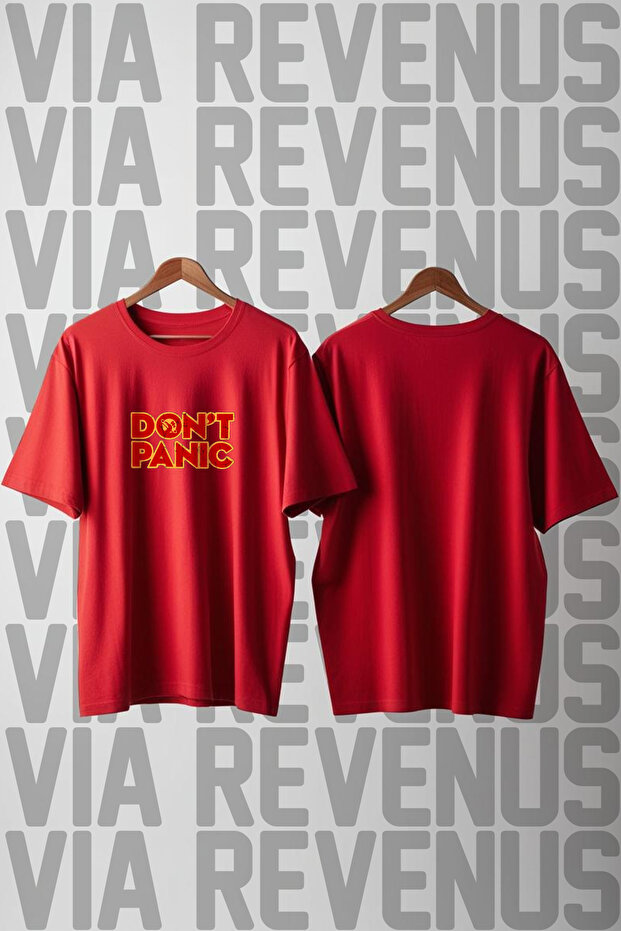 Don'T Panic Printed Crew Neck Wide Fit Unisex Tshirt