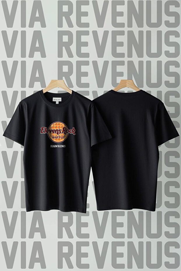 Eleven's Rock Waffle Hawkins Printed Crew Neck Wide Fit Unisex Tshirt