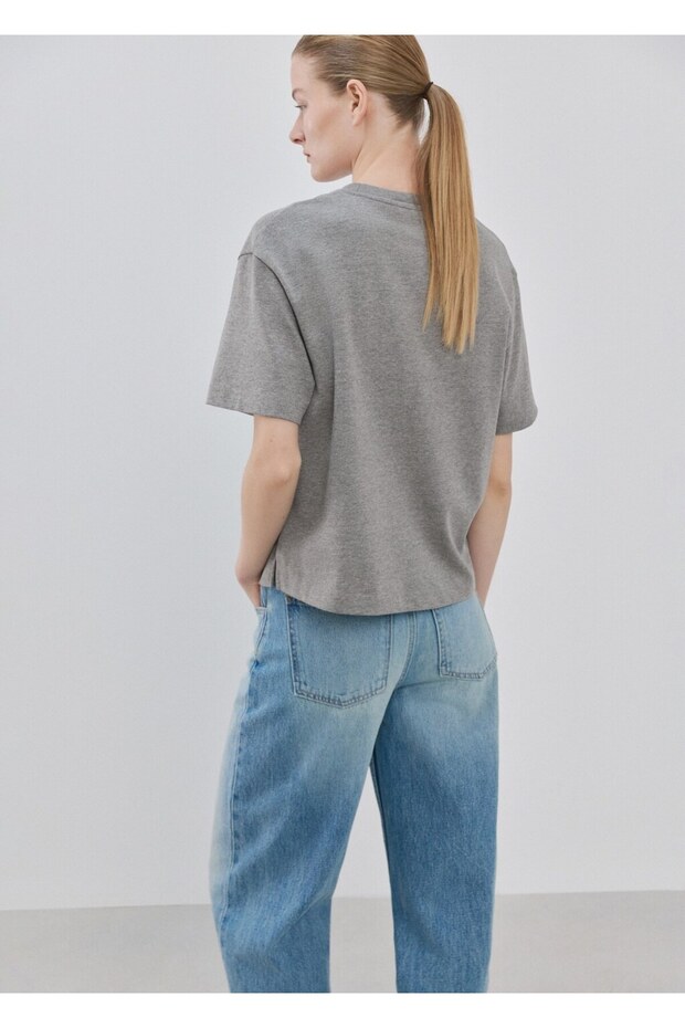 Oversize pamuklu tişört - 4