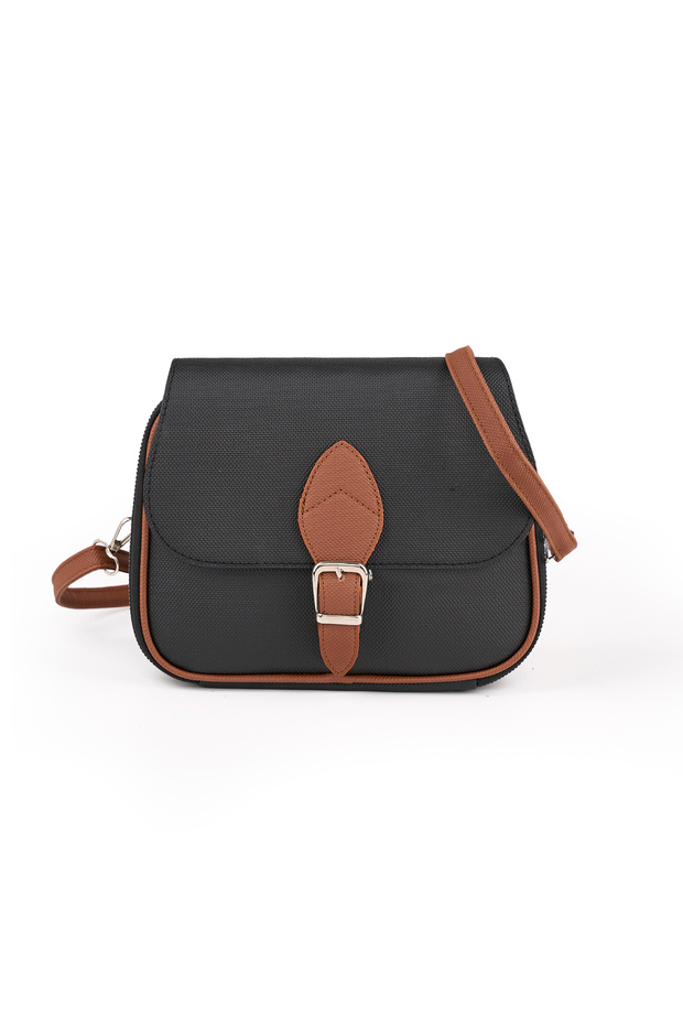 Women's Bag with Cover Detail, Three Compartments, Crossbody, Width: 23 Cm, Length: 19 Cm, Width: 10 cm