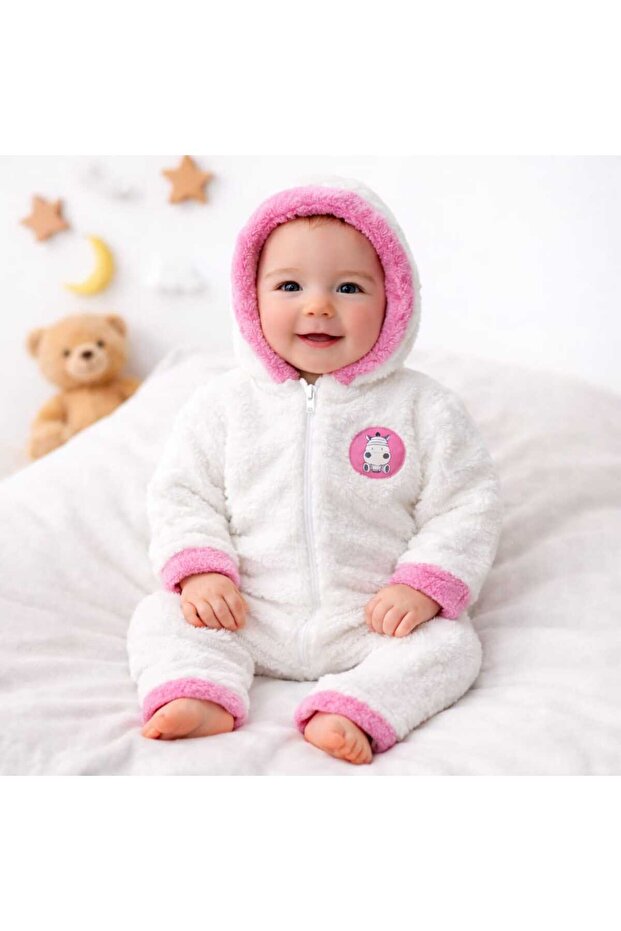 Welsoft Plush Hooded, Zippered Baby Jumpsuit