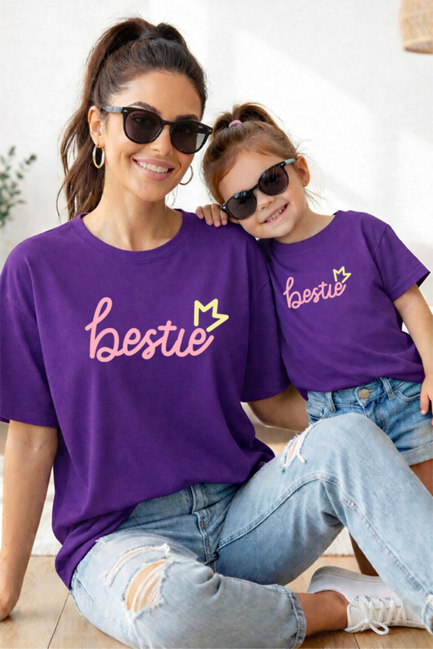 Mother Daughter 100% Cotton T-Shirt Mama Mini Mother Daughter Single Price